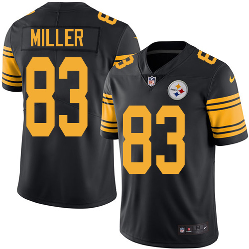 Youth Elite Heath Miller Nike Jersey Black - #83 Rush NFL Pittsburgh Steelers